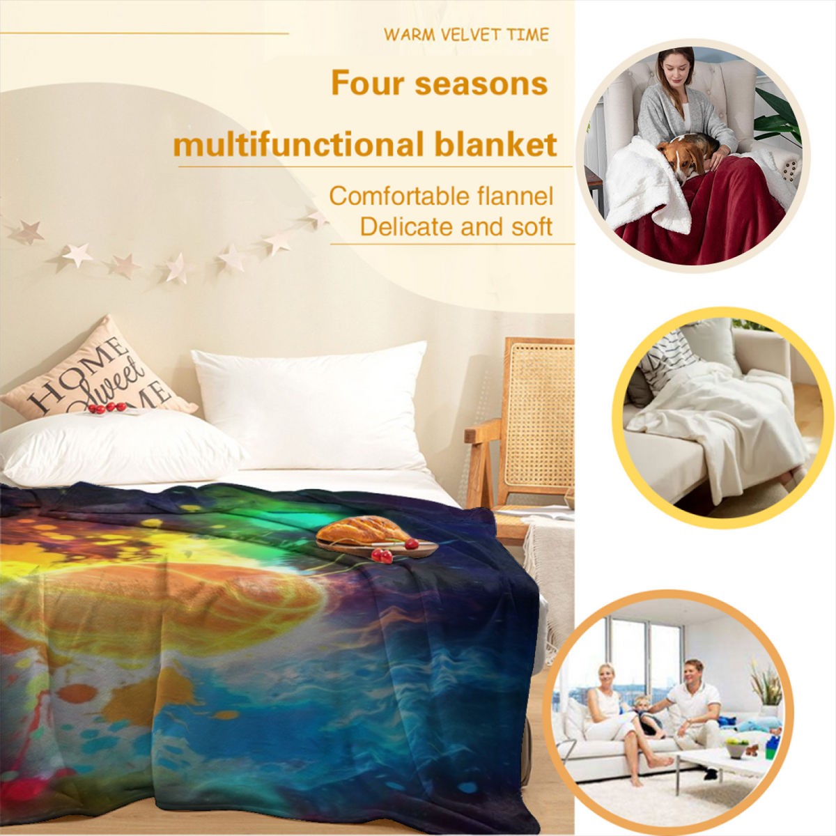 Soft Neutral Indigo Echo Soft Flannel Blanket