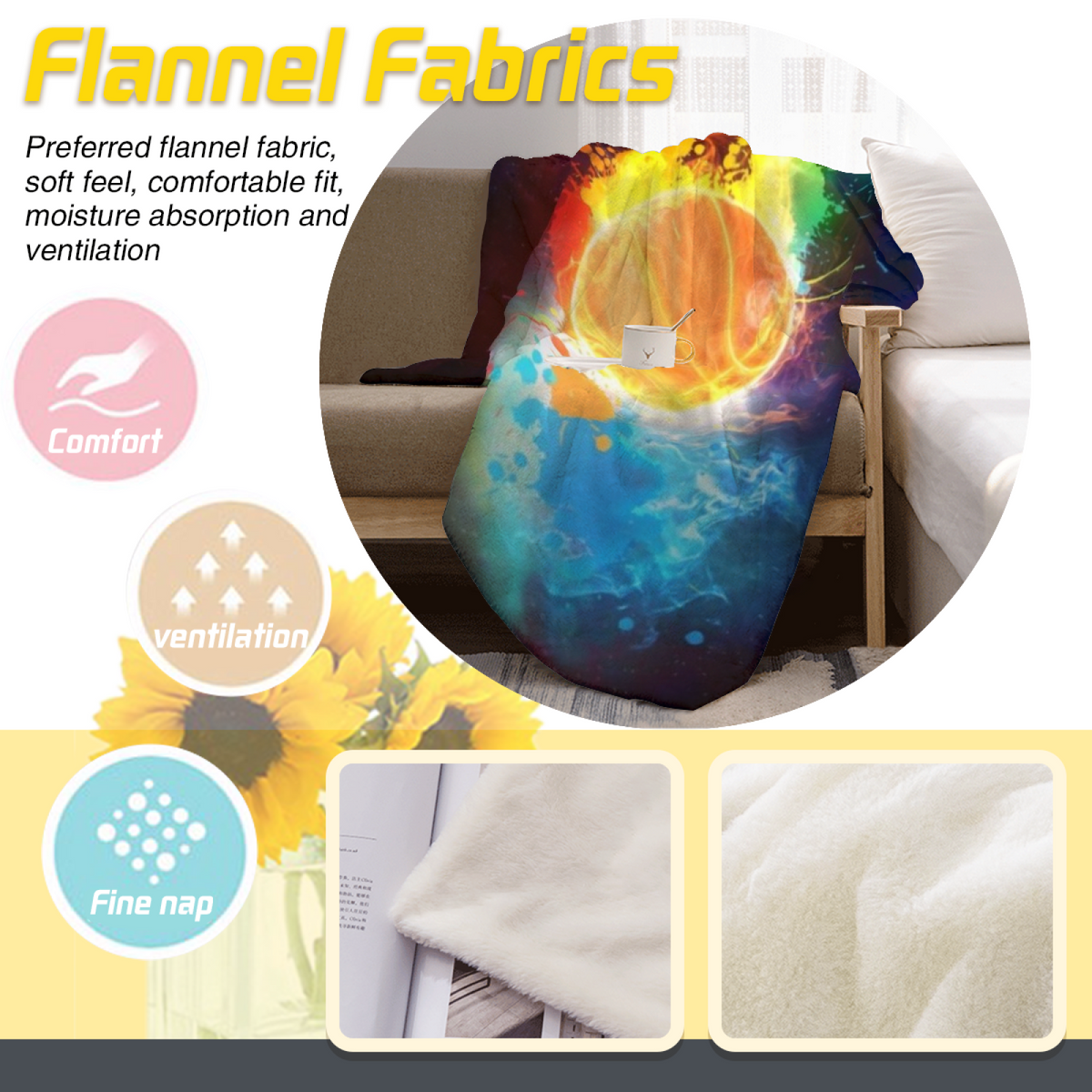 Soft Neutral Indigo Echo Soft Flannel Blanket