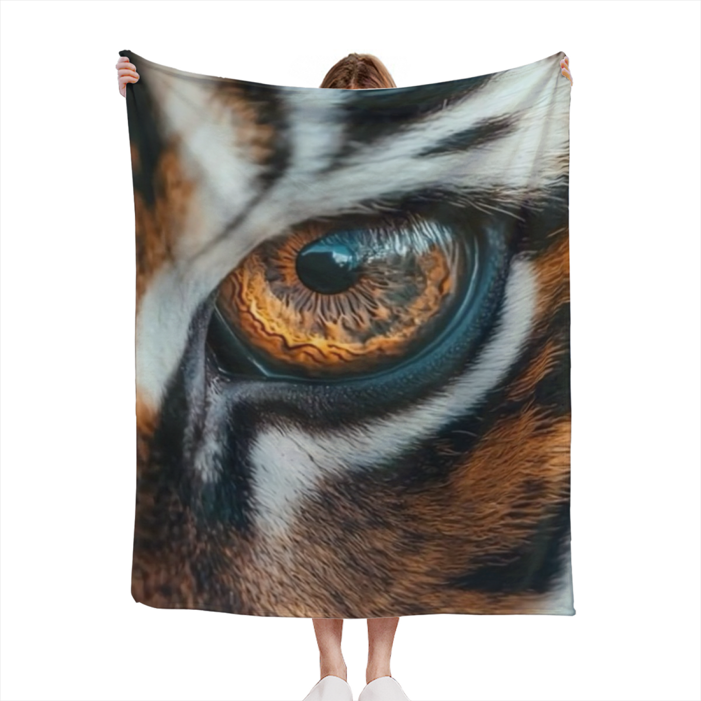 Black Tiger Flannel Throw Blanket ¨C Dramatic Wildlife Portrait