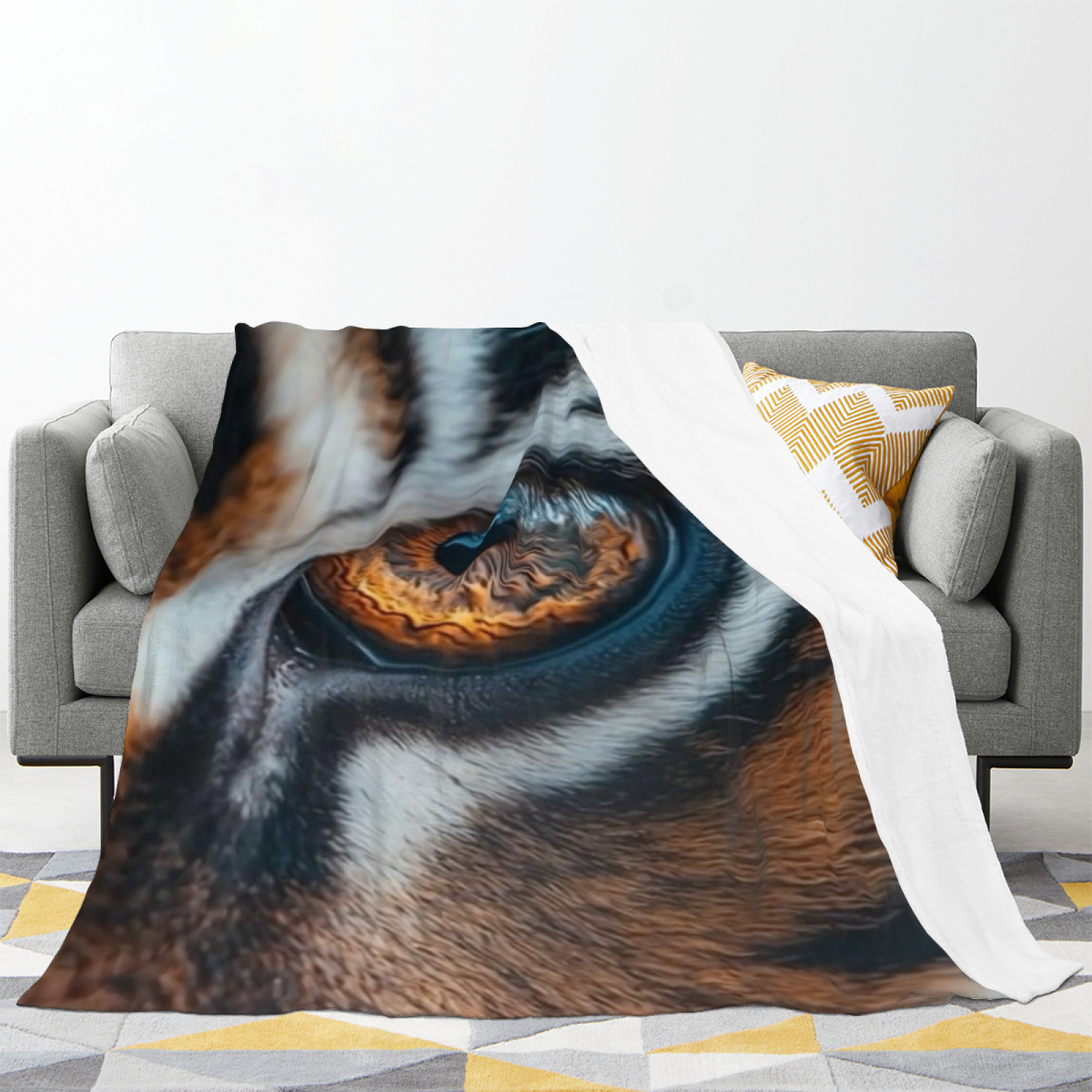 Black Tiger Flannel Throw Blanket ¨C Dramatic Wildlife Portrait