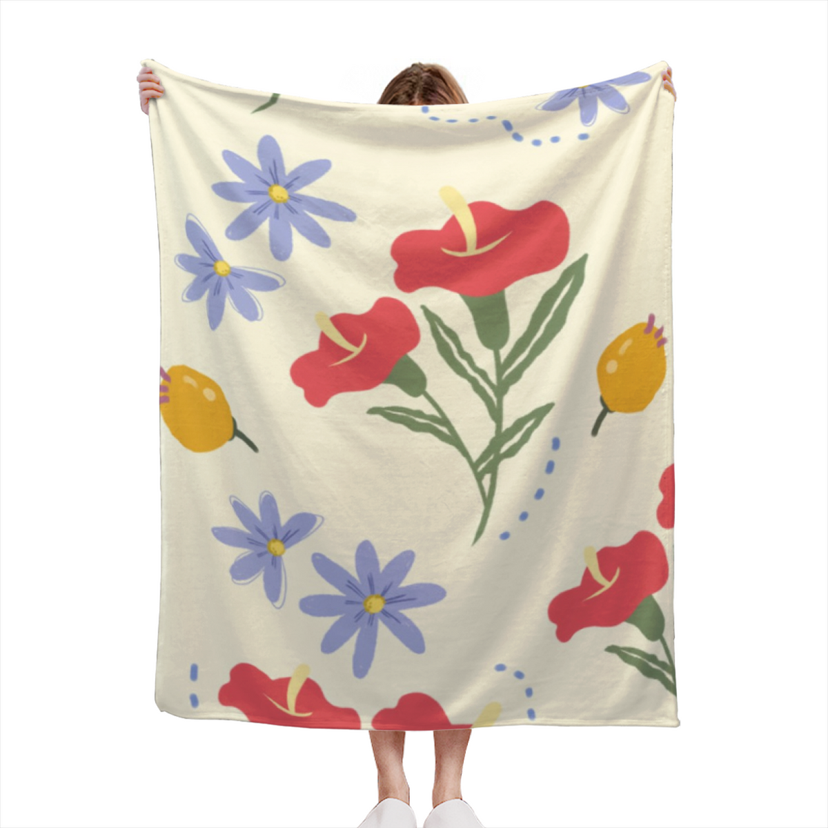 Bohemian Ivory Moonlit Charm Plush Flannel Throw