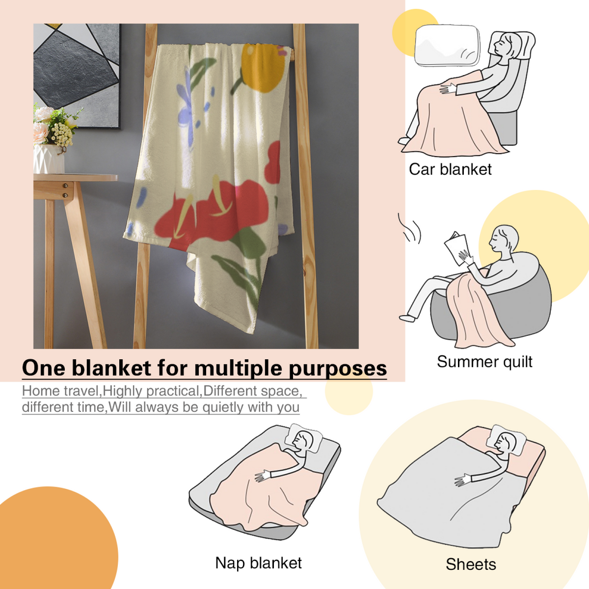 Bohemian Ivory Moonlit Charm Plush Flannel Throw