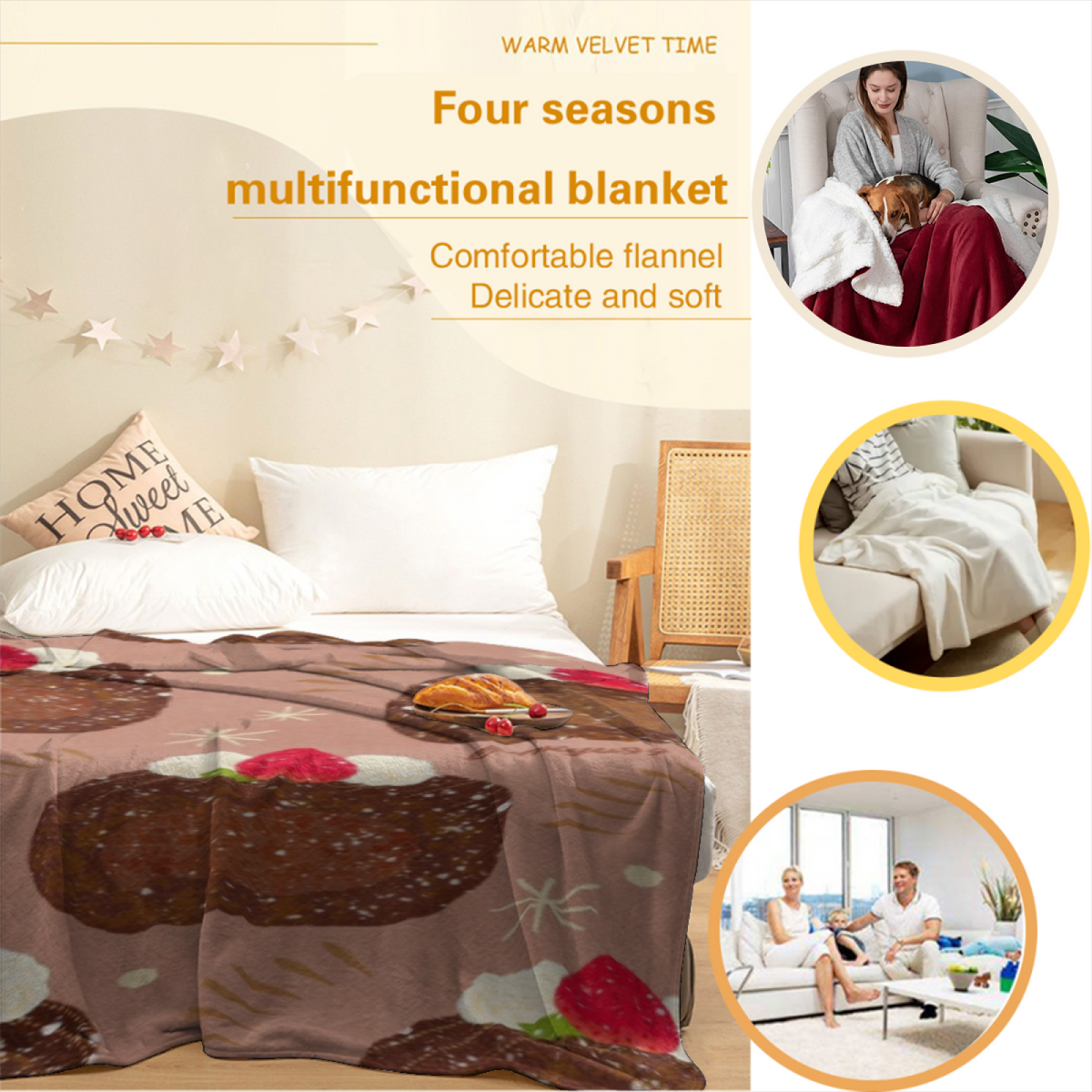 Harbor Mosaic Dreamy Pattern Flannel Throw Blanket