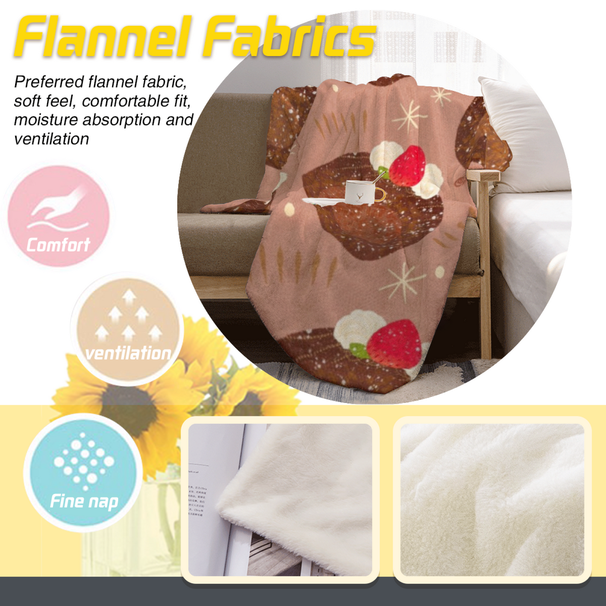 Harbor Mosaic Dreamy Pattern Flannel Throw Blanket