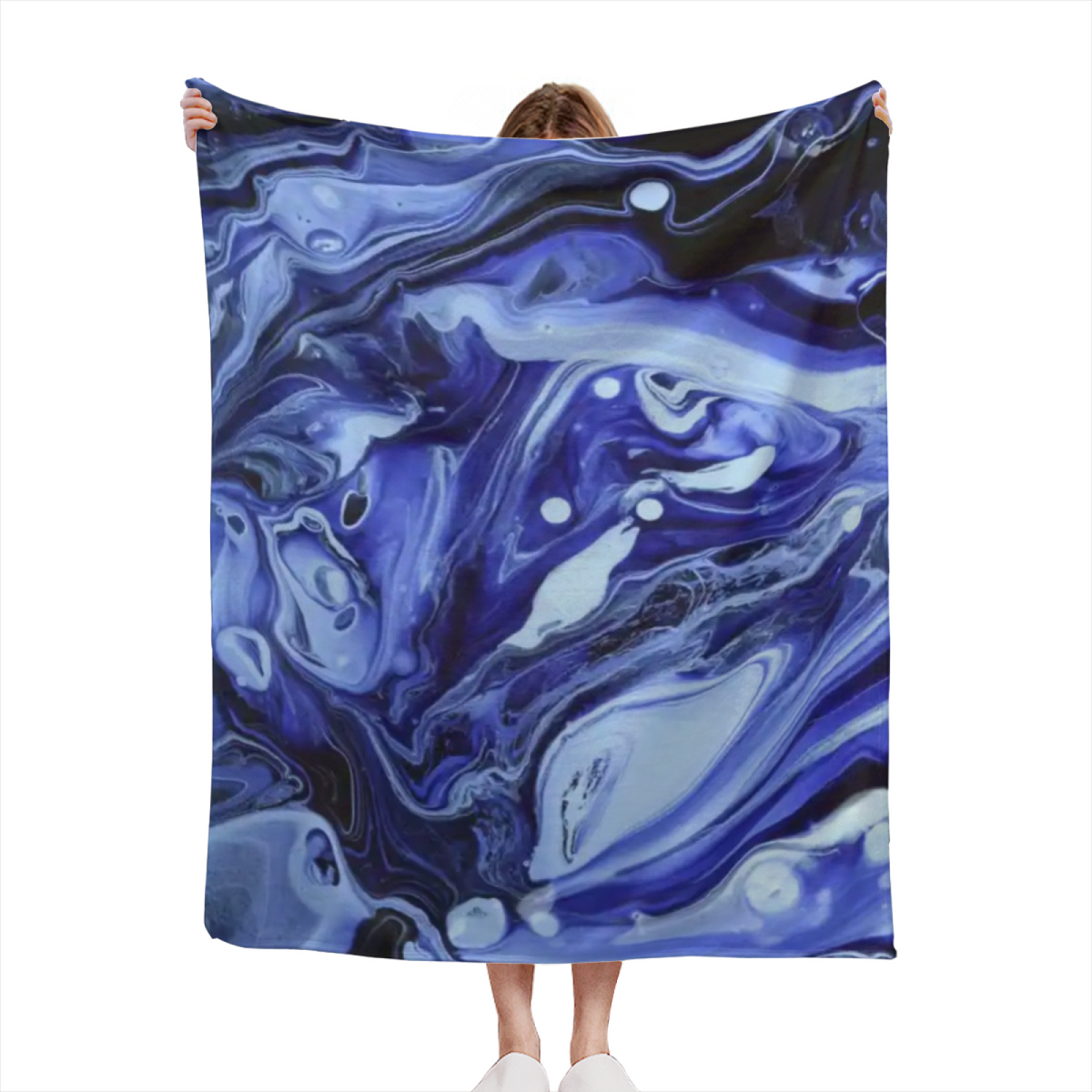 Burnished Rhapsody Expressive Print Cozy Flannel Bed Blanket in Dusty Lilac