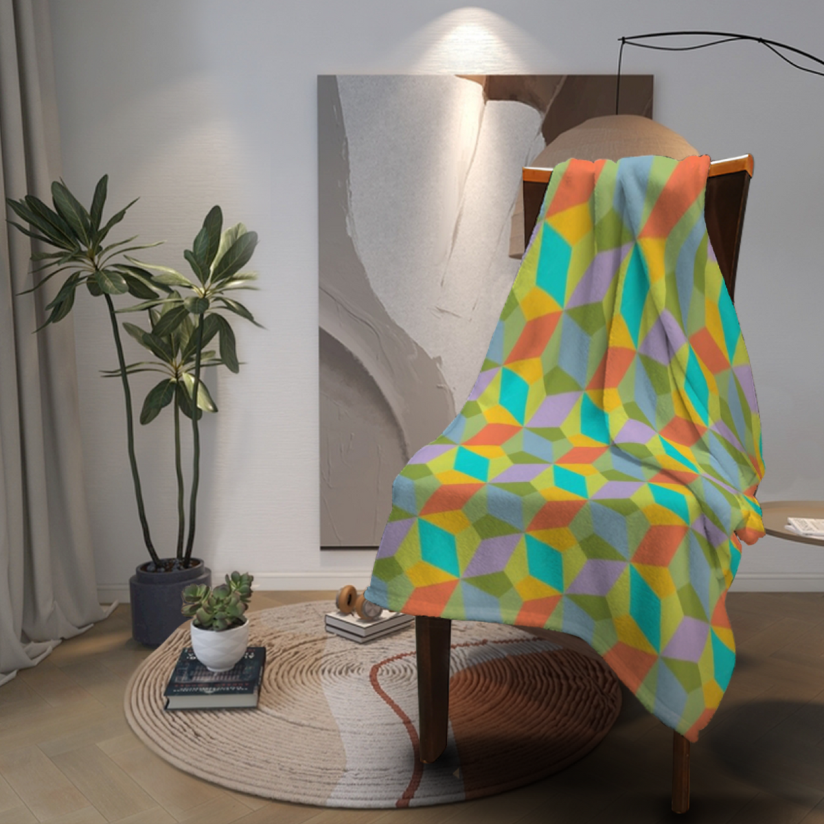 Solstice Drift Earthy Multicolor Decorative All-Season Flannel Blanket