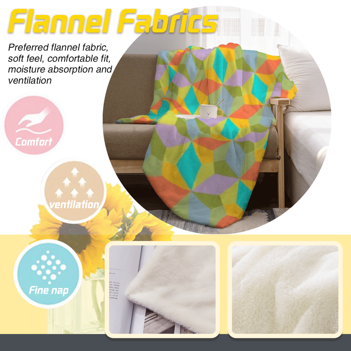 Solstice Drift Earthy Multicolor Decorative All-Season Flannel Blanket