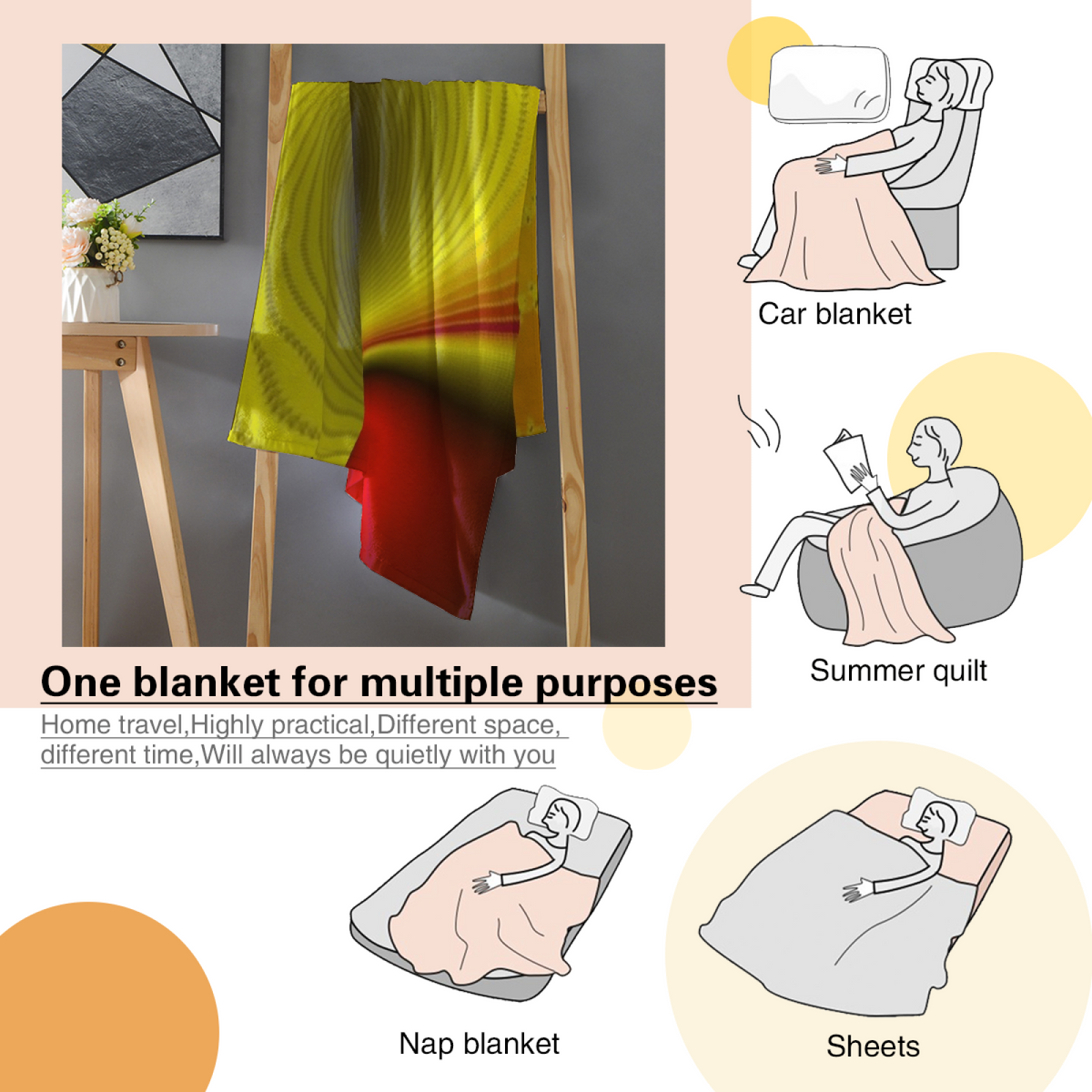 Saffron Petal Soft Neutral Art Cozy Flannel Bed Blanket