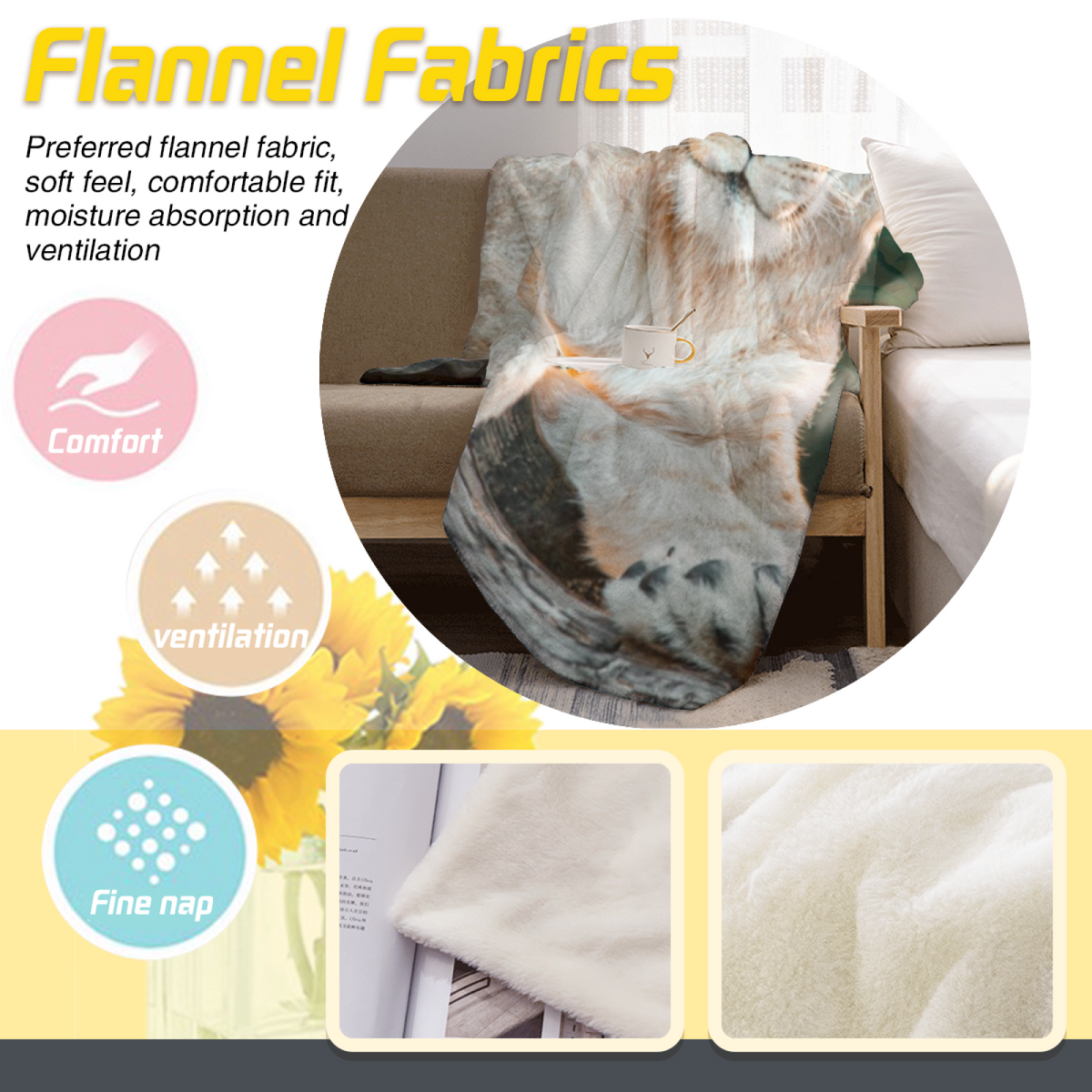 Indigo Vista Soft Neutral Art Flannel Throw Blanket