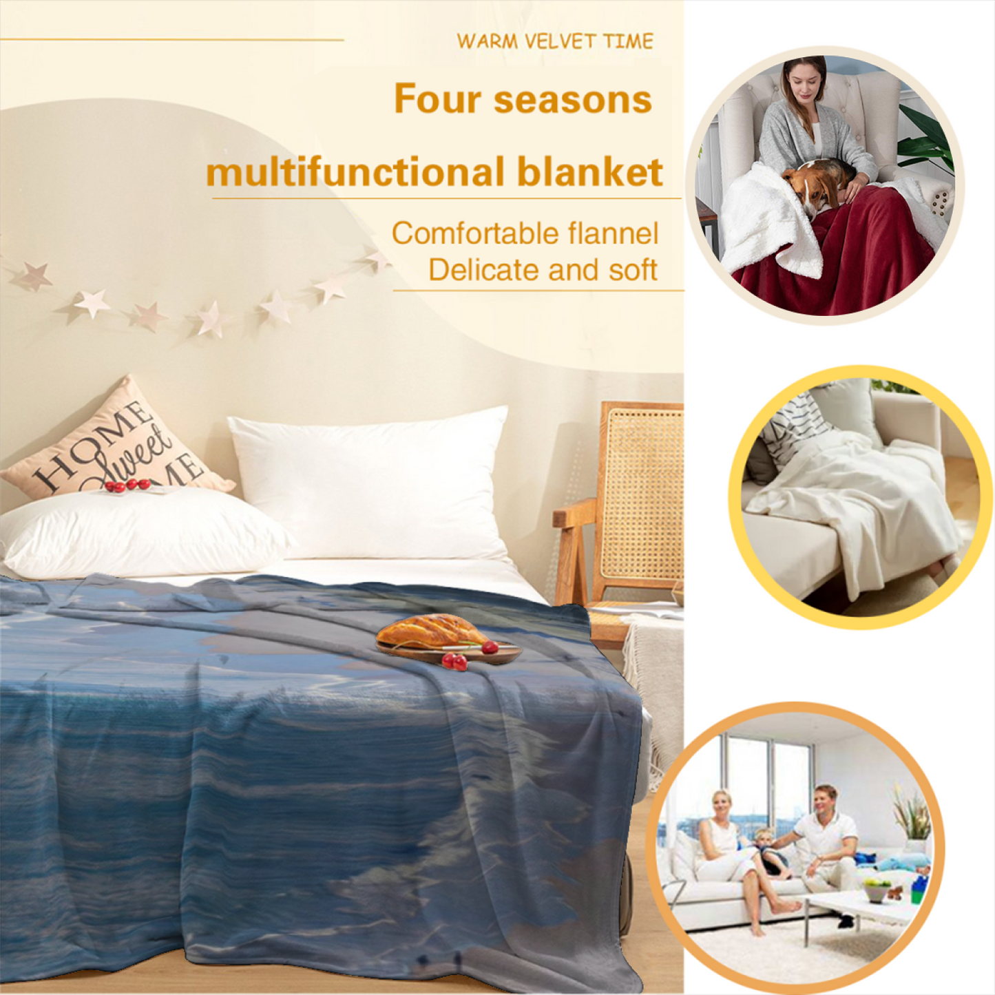 Modern Artistic Throw Blanket ¨C Colorful Printed Cozy Home Decor Blanket
