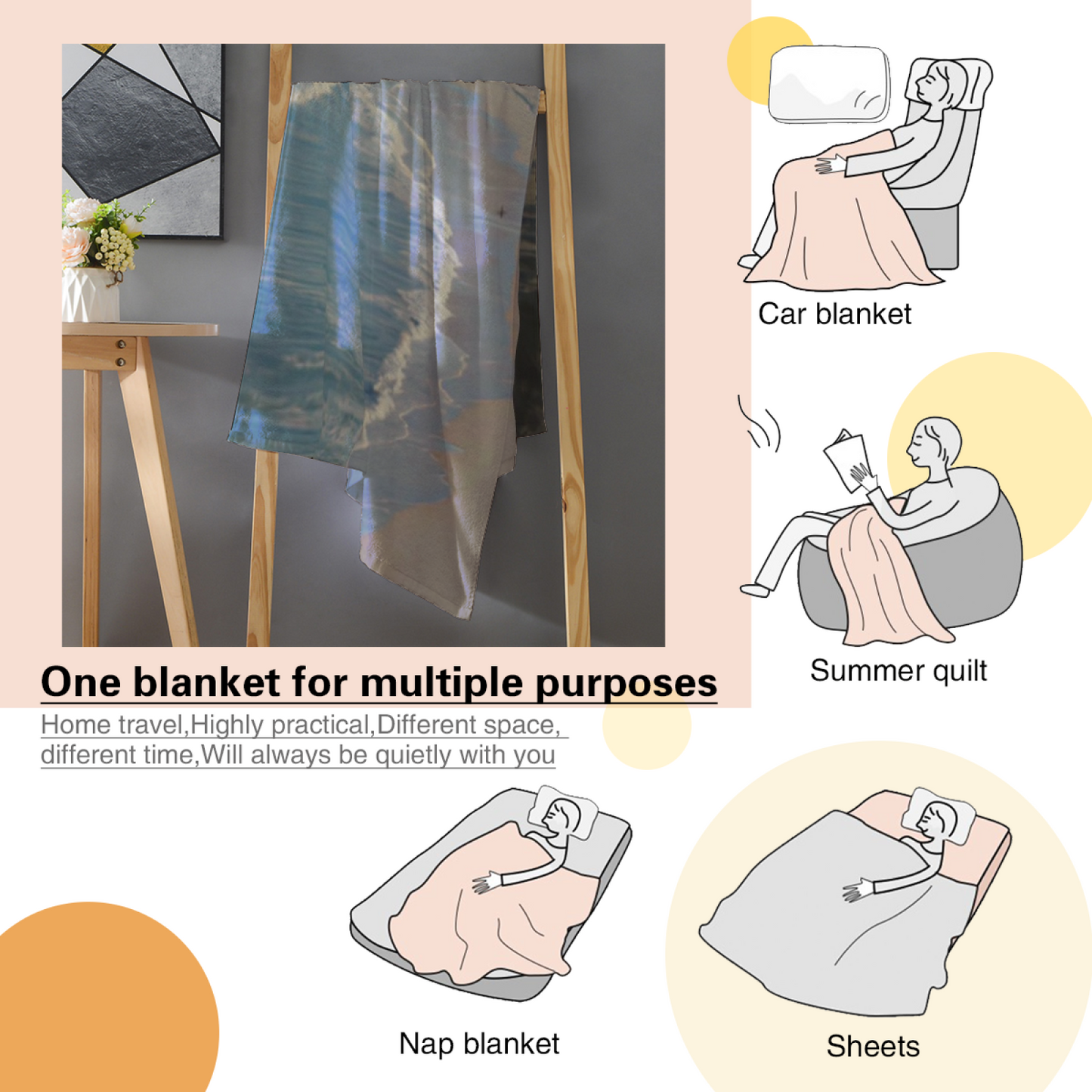 Modern Artistic Throw Blanket ¨C Colorful Printed Cozy Home Decor Blanket