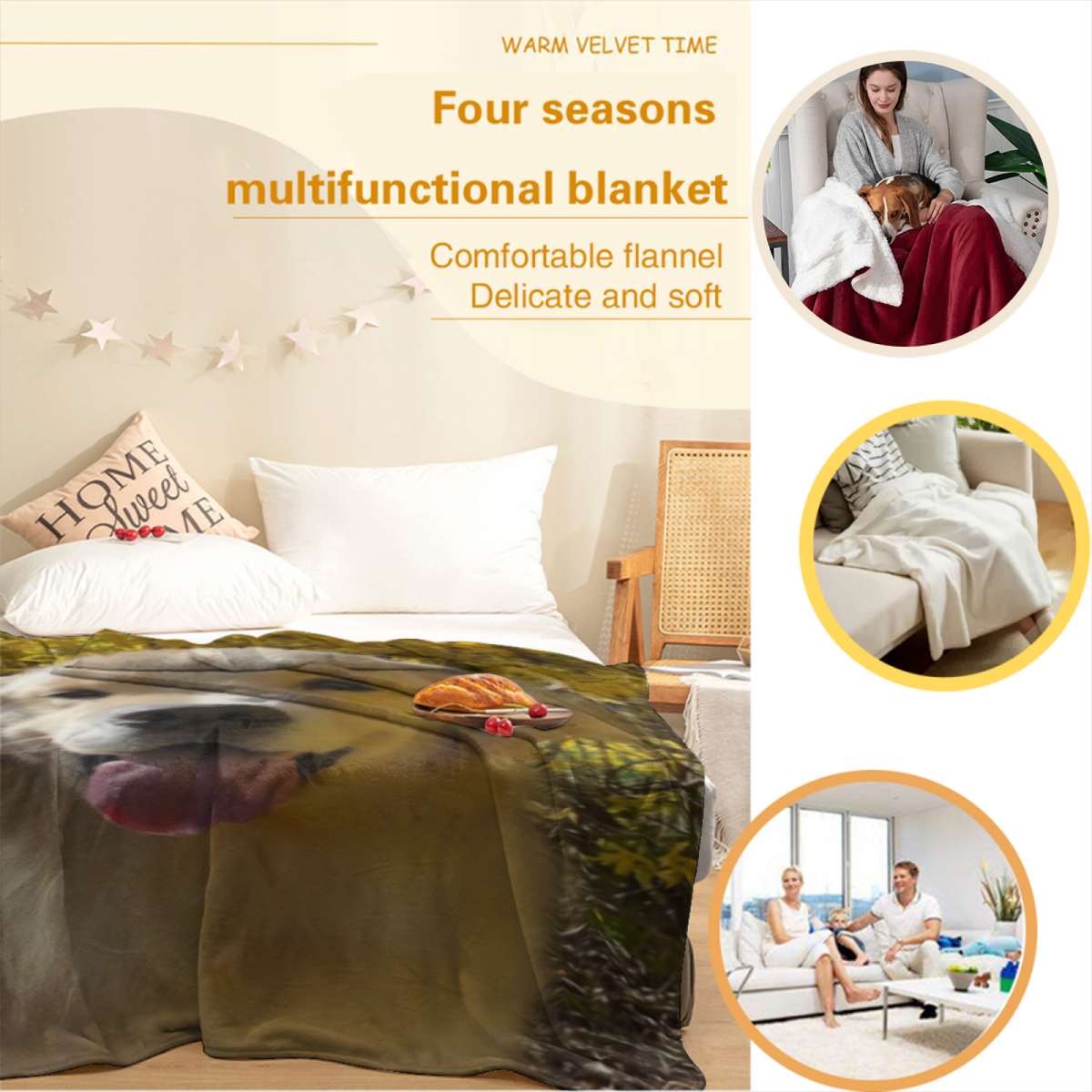 Artistic Soft Neutral Amber Serenade All-Season Flannel Blanket