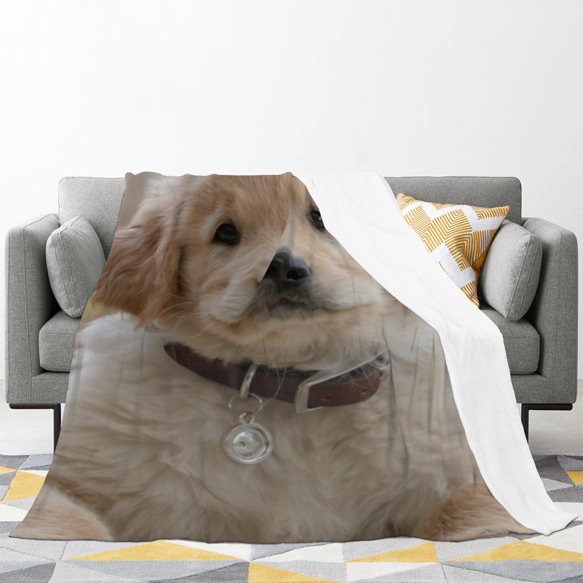 Cozy Soft Neutral Saffron Sketch Plush Flannel Throw
