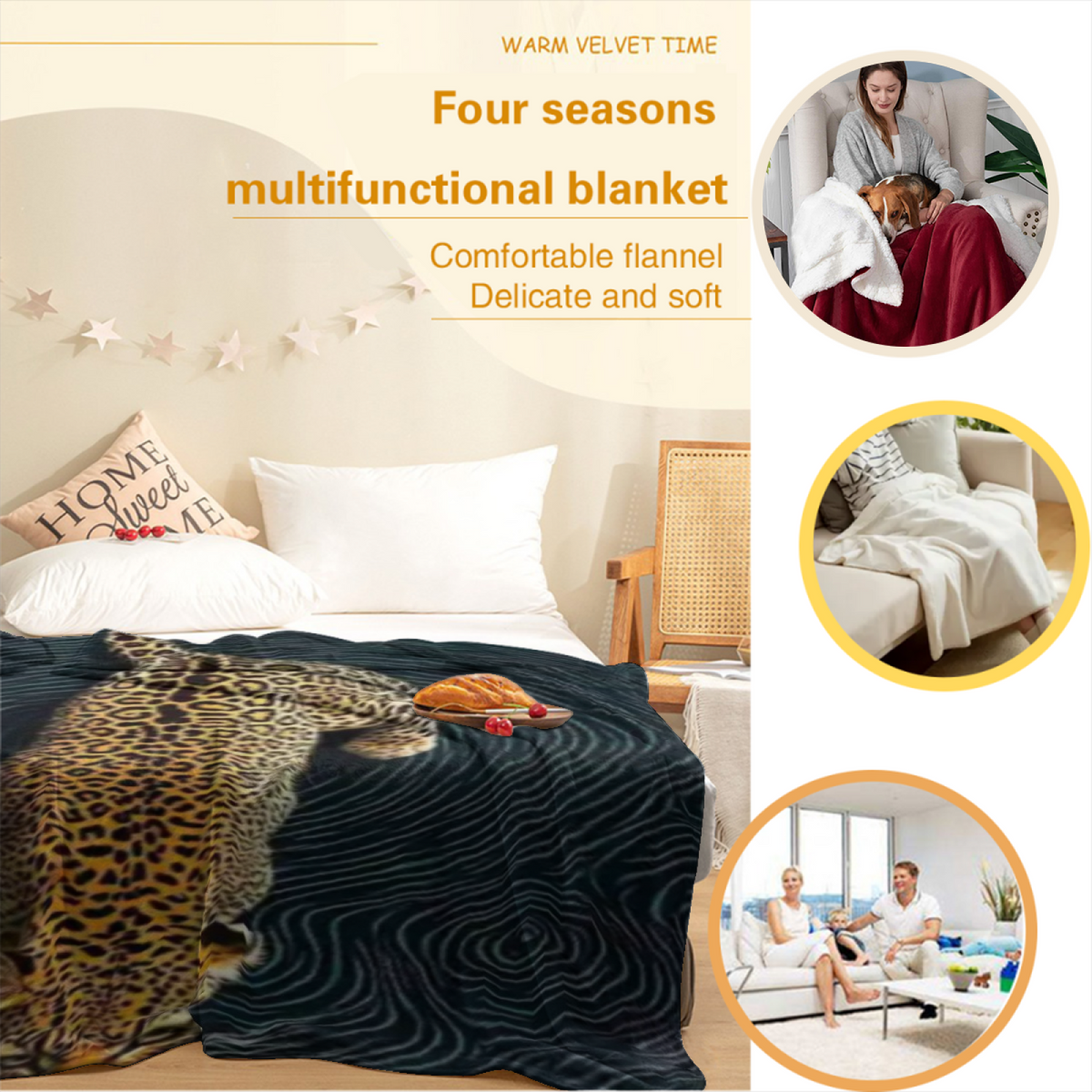 Mossy Tapestry Inspired Cozy Flannel Bed Blanket ¨C Earthy Neutral Palette