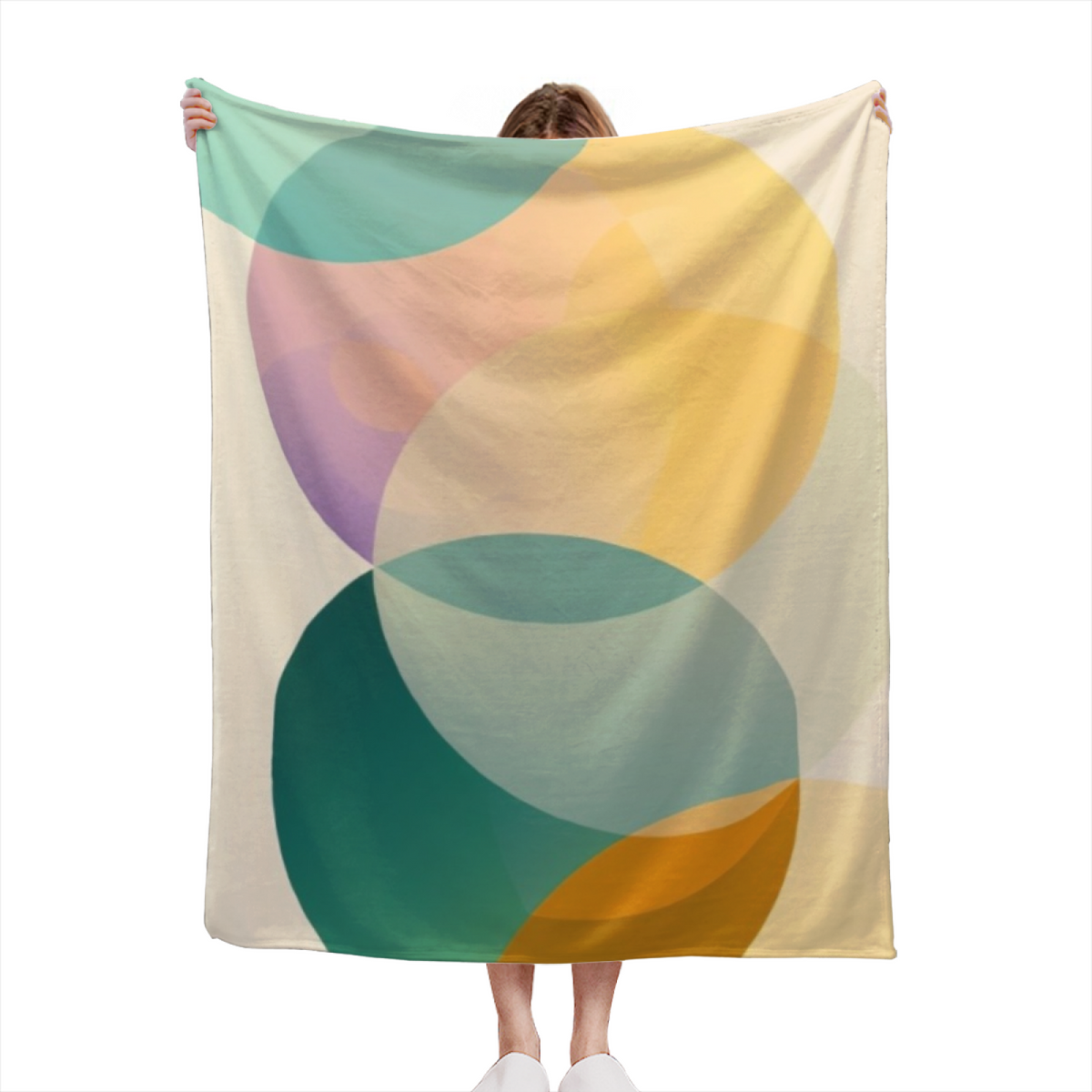 Soft Neutral Solstice Petal Lightweight Flannel Throw