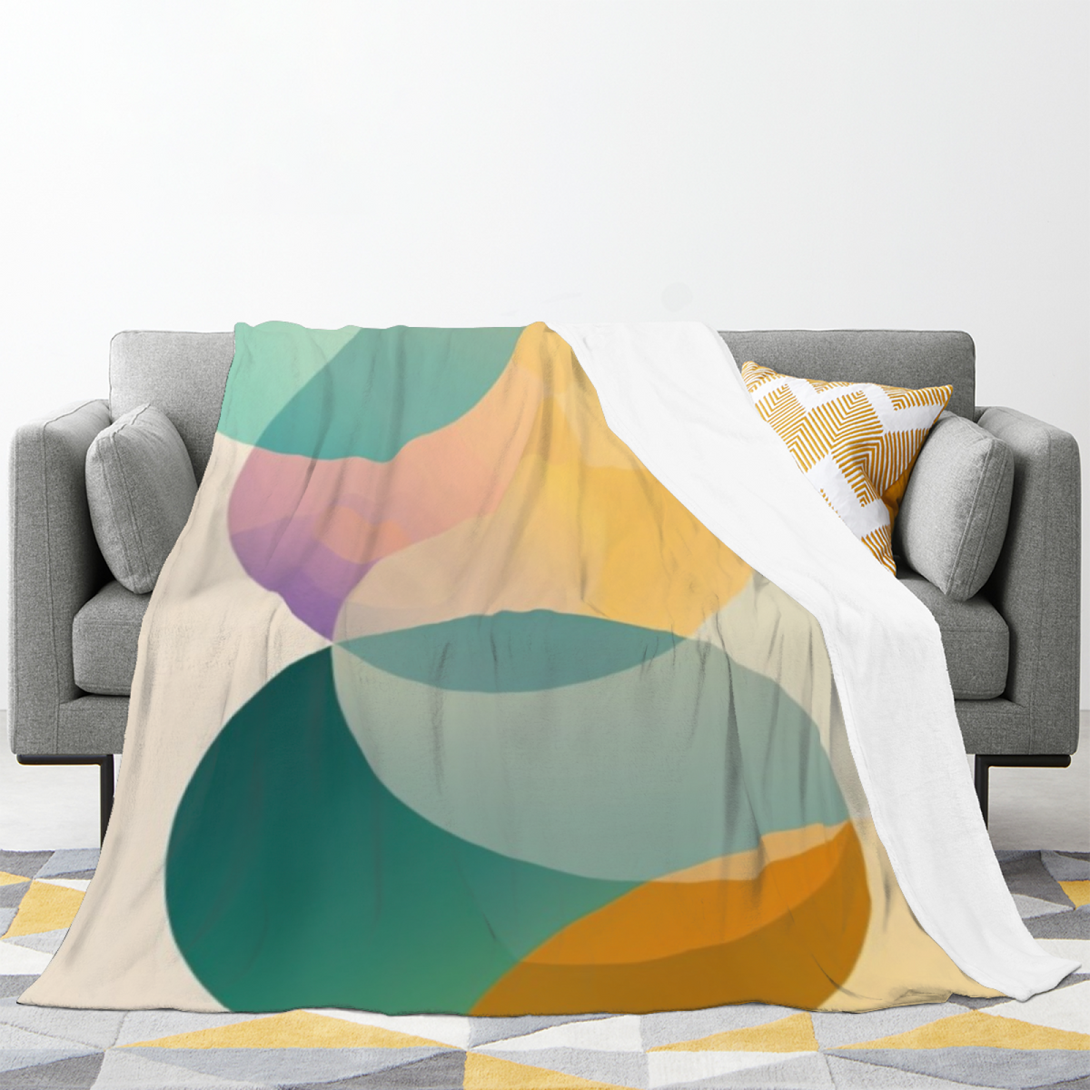 Soft Neutral Solstice Petal Lightweight Flannel Throw
