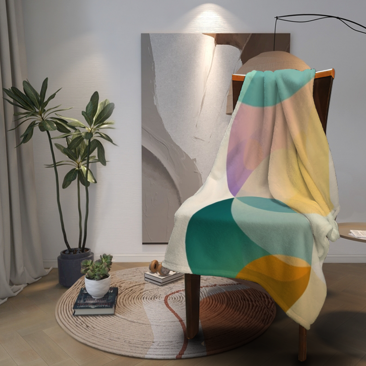 Soft Neutral Solstice Petal Lightweight Flannel Throw