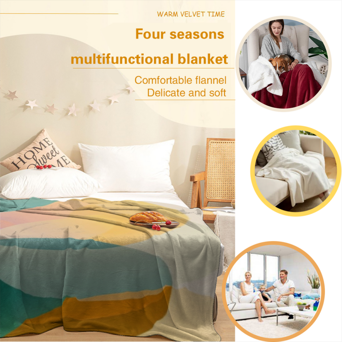 Soft Neutral Solstice Petal Lightweight Flannel Throw