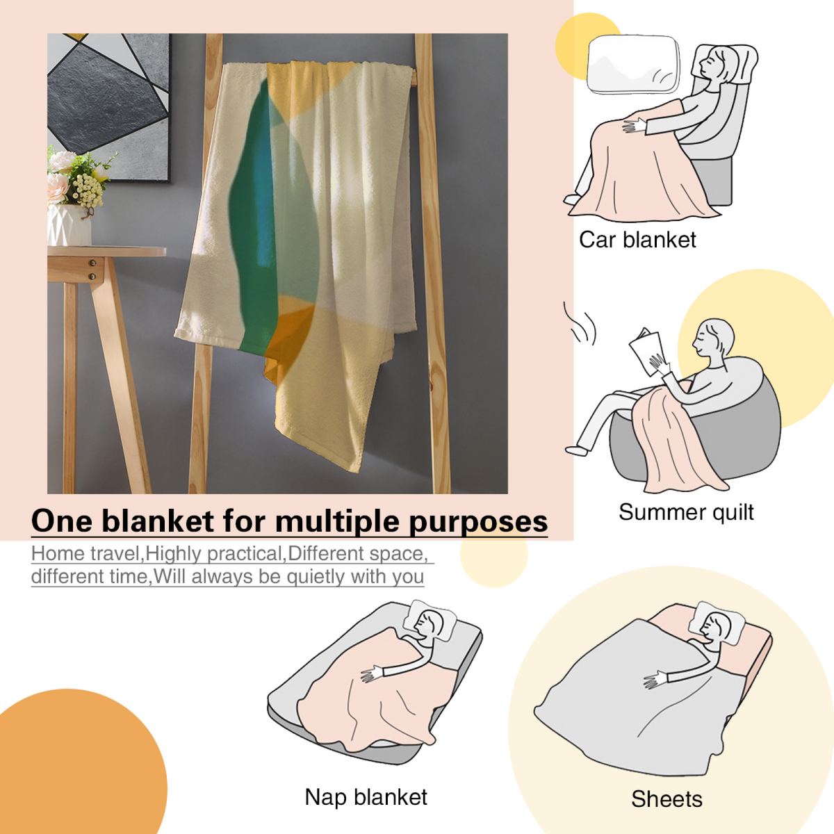 Soft Neutral Solstice Petal Lightweight Flannel Throw