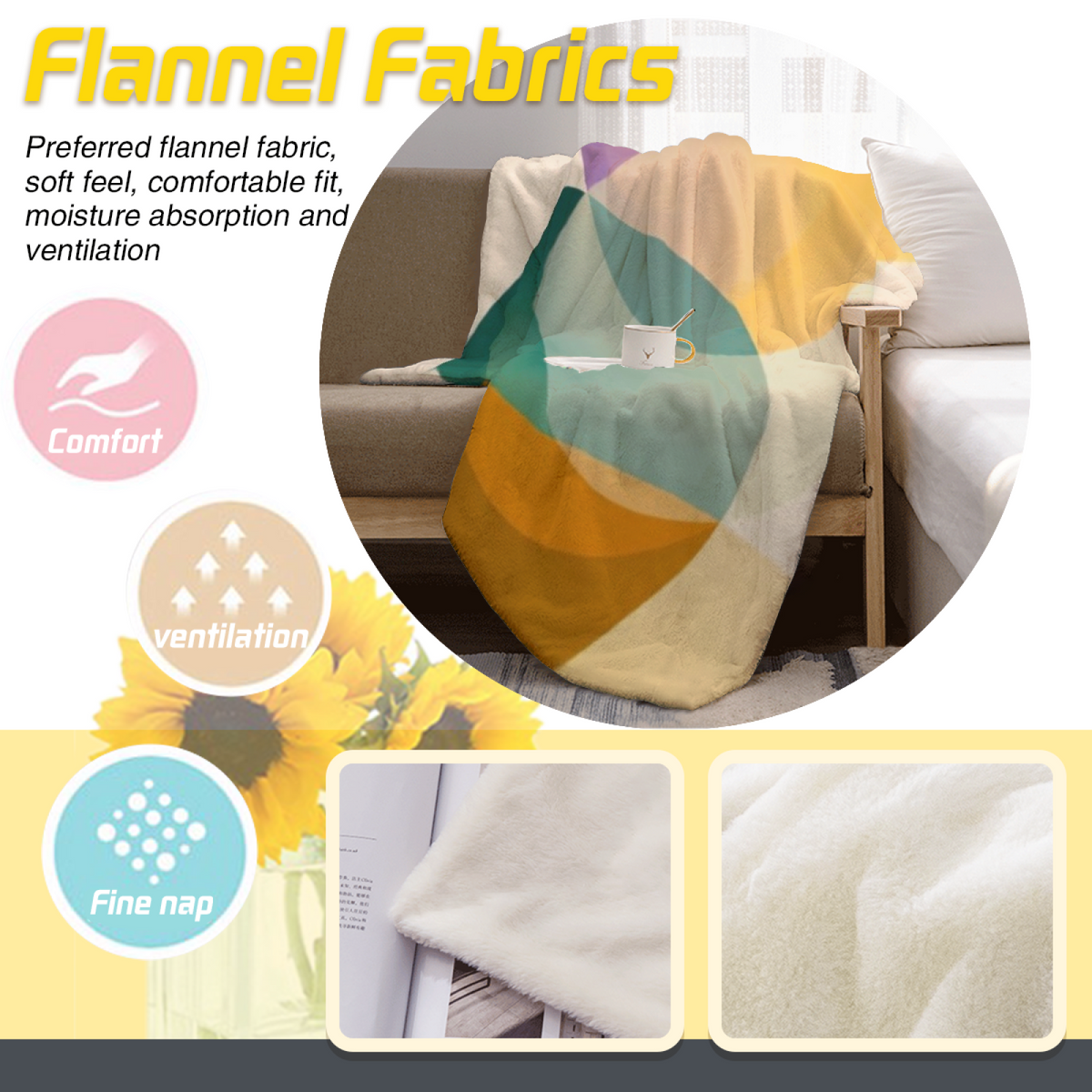 Soft Neutral Solstice Petal Lightweight Flannel Throw
