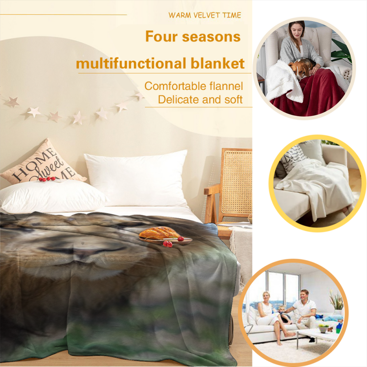 Silver Whimsy Soft Neutral Art Flannel Throw Blanket