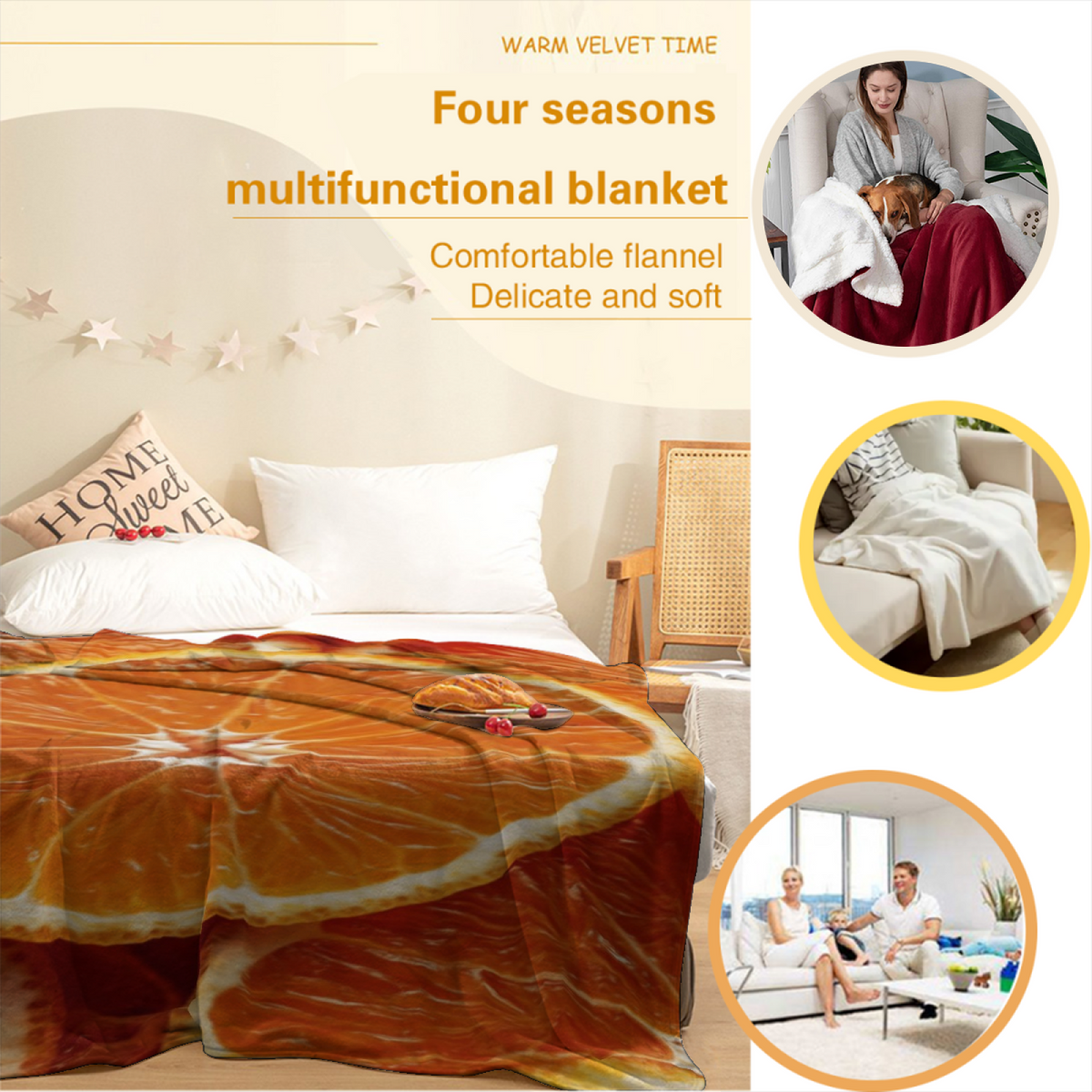 Warm Terracotta Orchard Thicket Lightweight Flannel Throw ¨C Contemporary Pattern