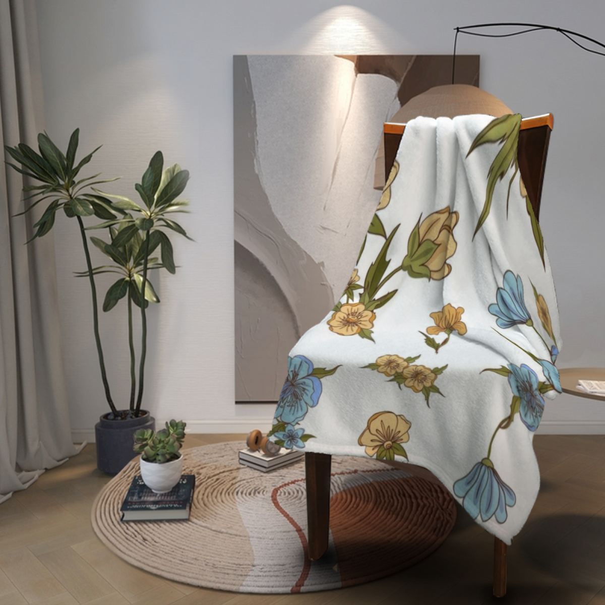 Gilded Solstice Inspired Cozy Flannel Bed Blanket ¨C Creamy Ivory Palette