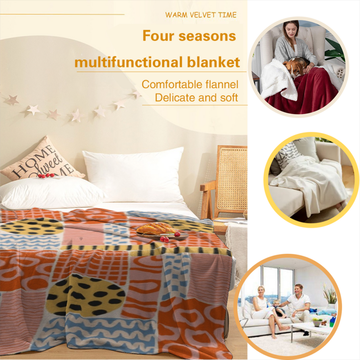 Harvest Valley Inspired Cozy Flannel Bed Blanket ¨C Earthy Neutral Palette