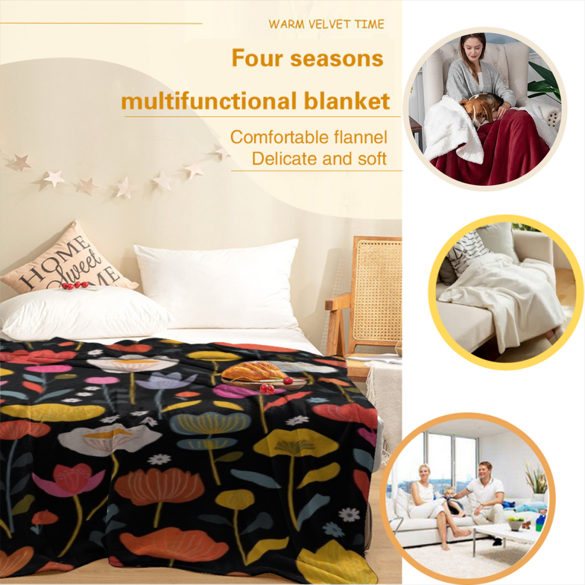 Soft Minimalist Plush Flannel Throw ¨C Starlit Grove Collection