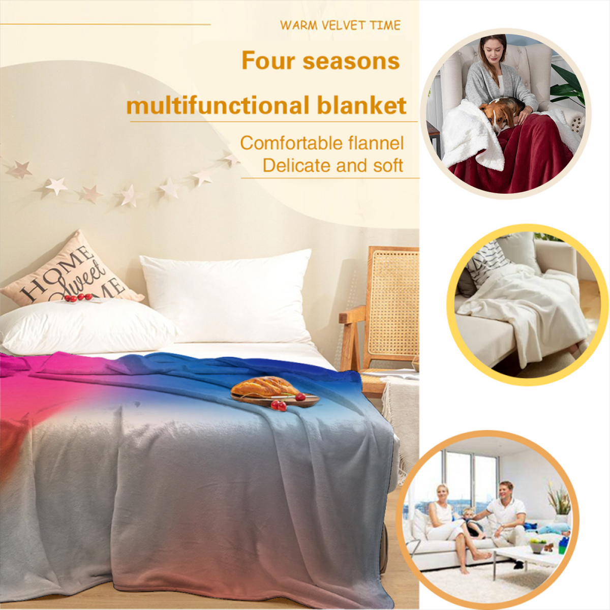 Pastel Multicolor Whimsical Decor All-Season Flannel Blanket ¨C Mossy Sanctuary Edition
