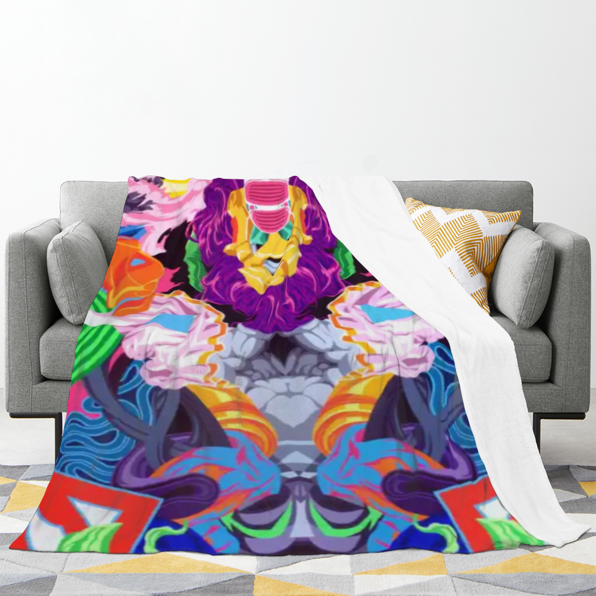 Pastel Multicolor Whimsical Decor Plush Flannel Throw ¨C Electric Cove Edition