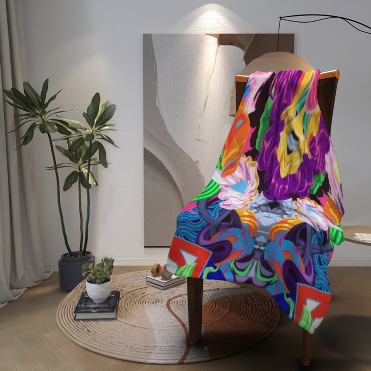 Pastel Multicolor Whimsical Decor Plush Flannel Throw ¨C Electric Cove Edition