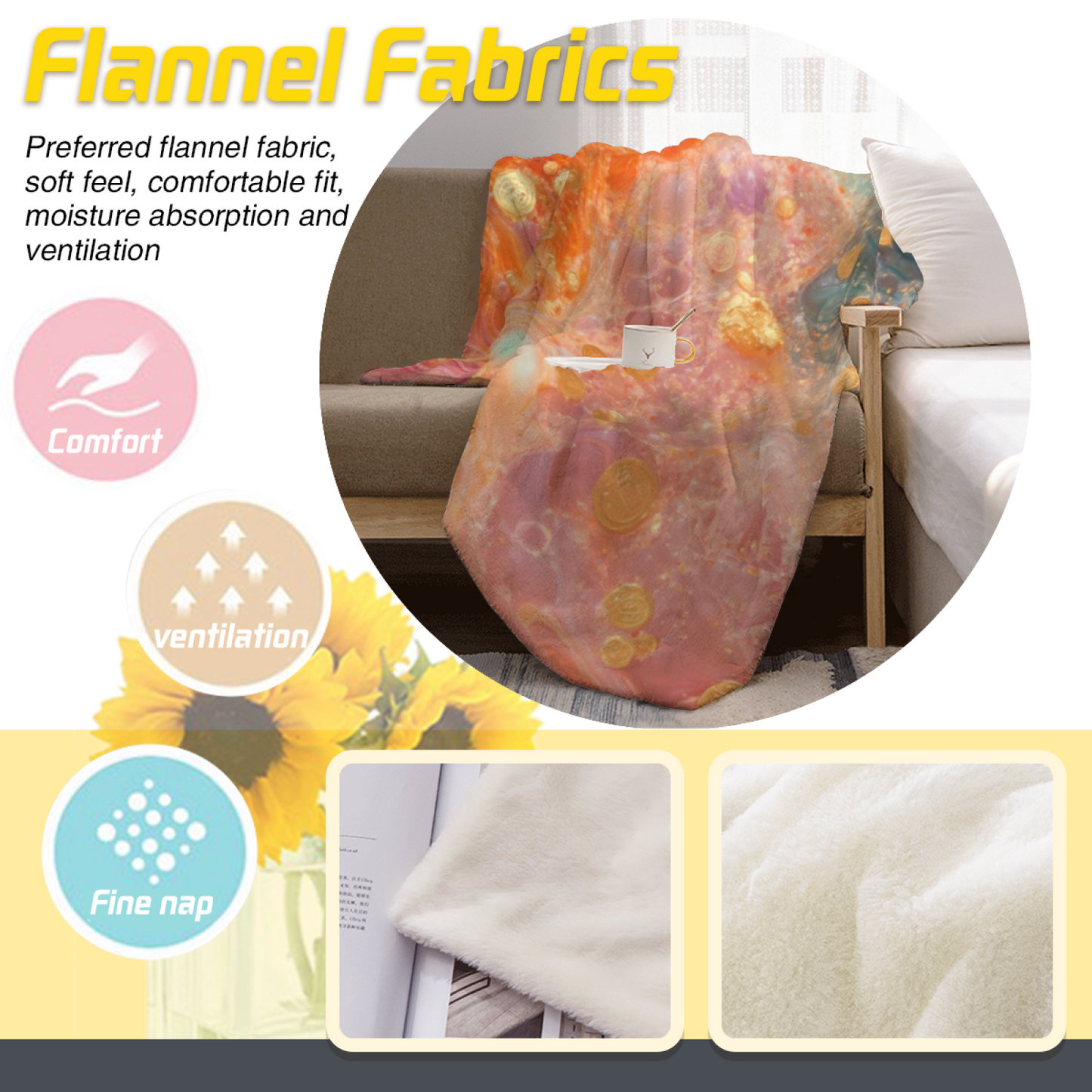 Colorful Decorative Art Throw Blanket ¨C Modern Contemporary Cozy Blanket