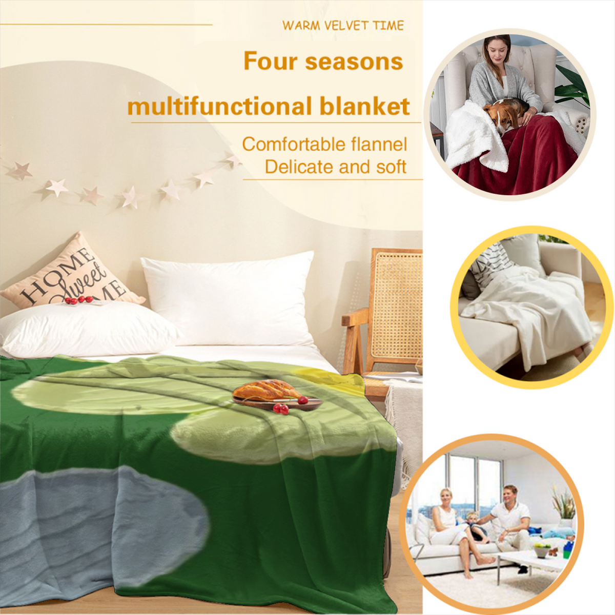 Celestial Grove Home Accent Lightweight Flannel Throw ¨C Warm Coral