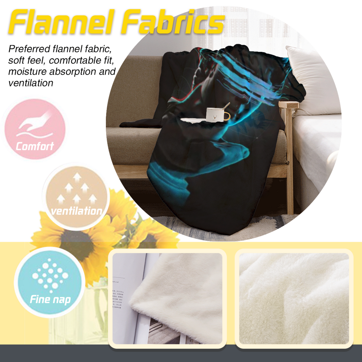 Eclectic Design Enchanted Horizon Warm Coral Cozy Flannel Bed Blanket