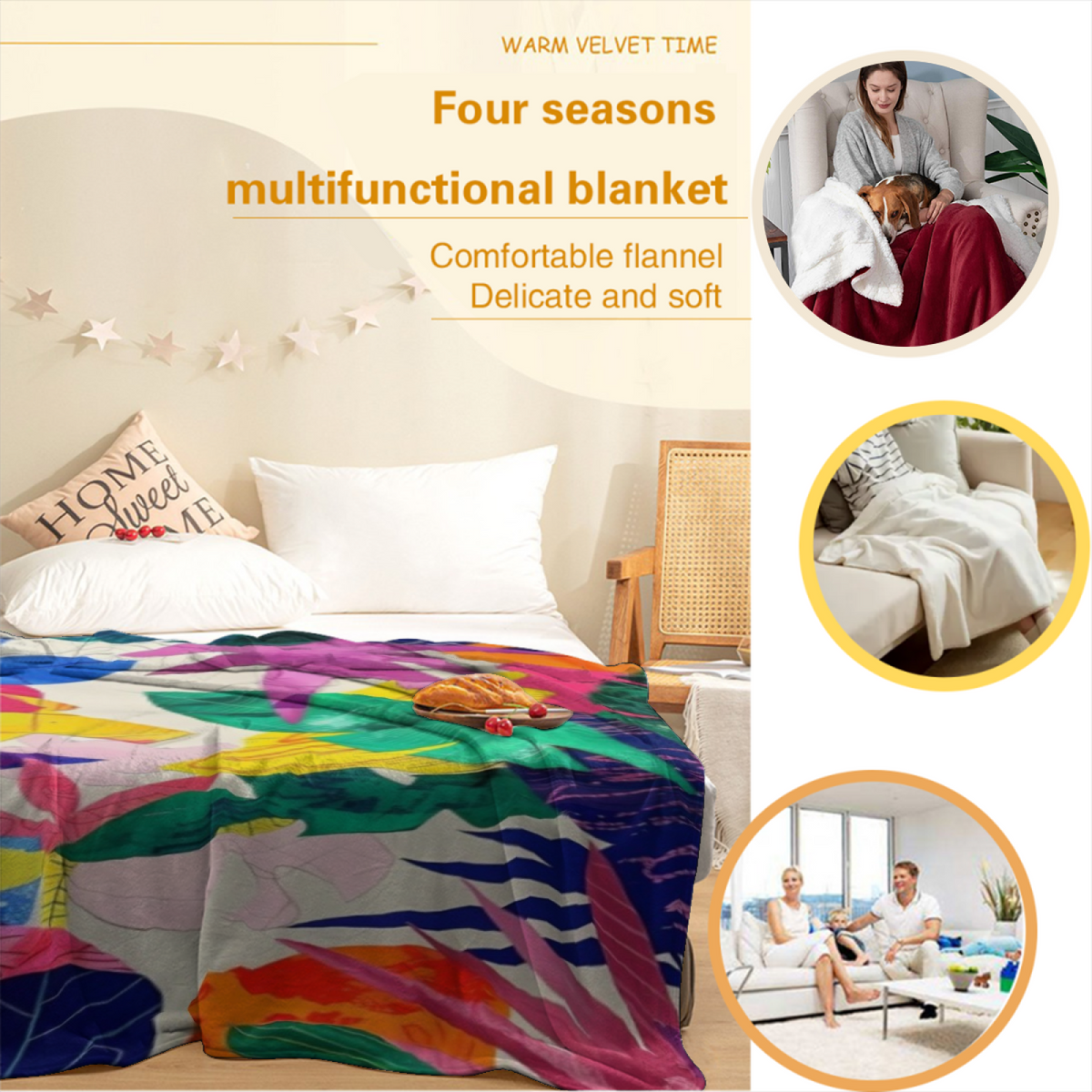 Solstice Meadow Decorative Pattern All-Season Flannel Blanket