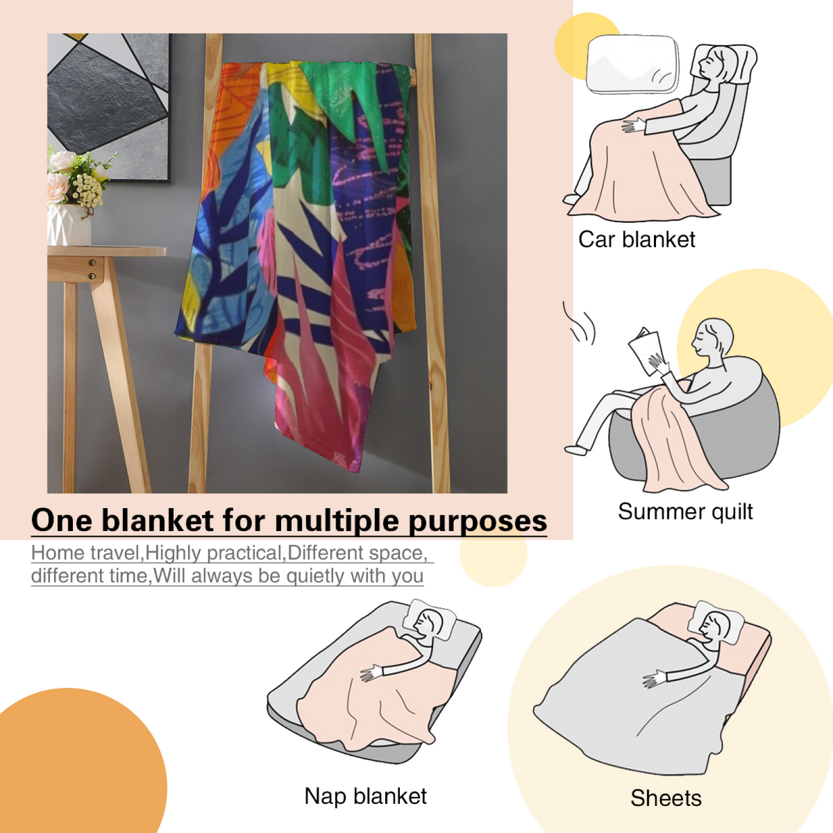 Solstice Meadow Decorative Pattern All-Season Flannel Blanket