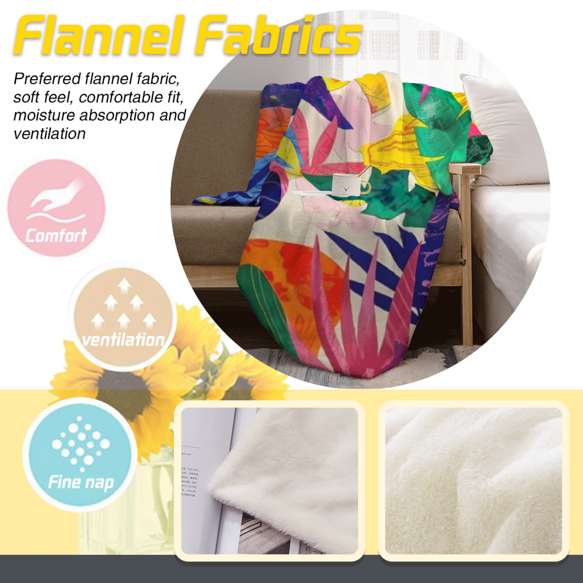 Solstice Meadow Decorative Pattern All-Season Flannel Blanket