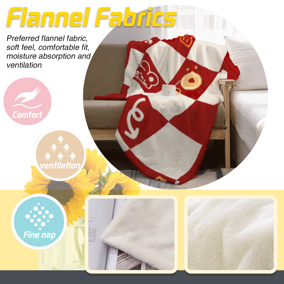 Blush Pink Willow Cascade All-Season Flannel Blanket
