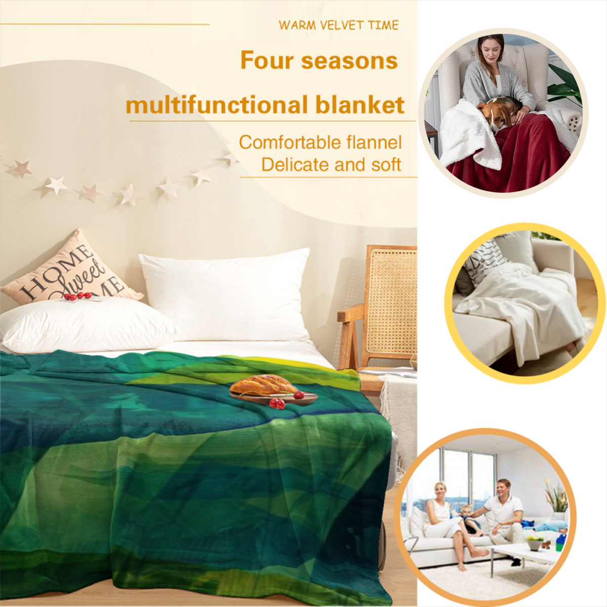 Forest Green Coral Reverie Soft Flannel Blanket