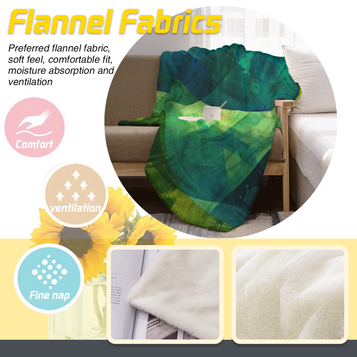 Forest Green Coral Reverie Soft Flannel Blanket