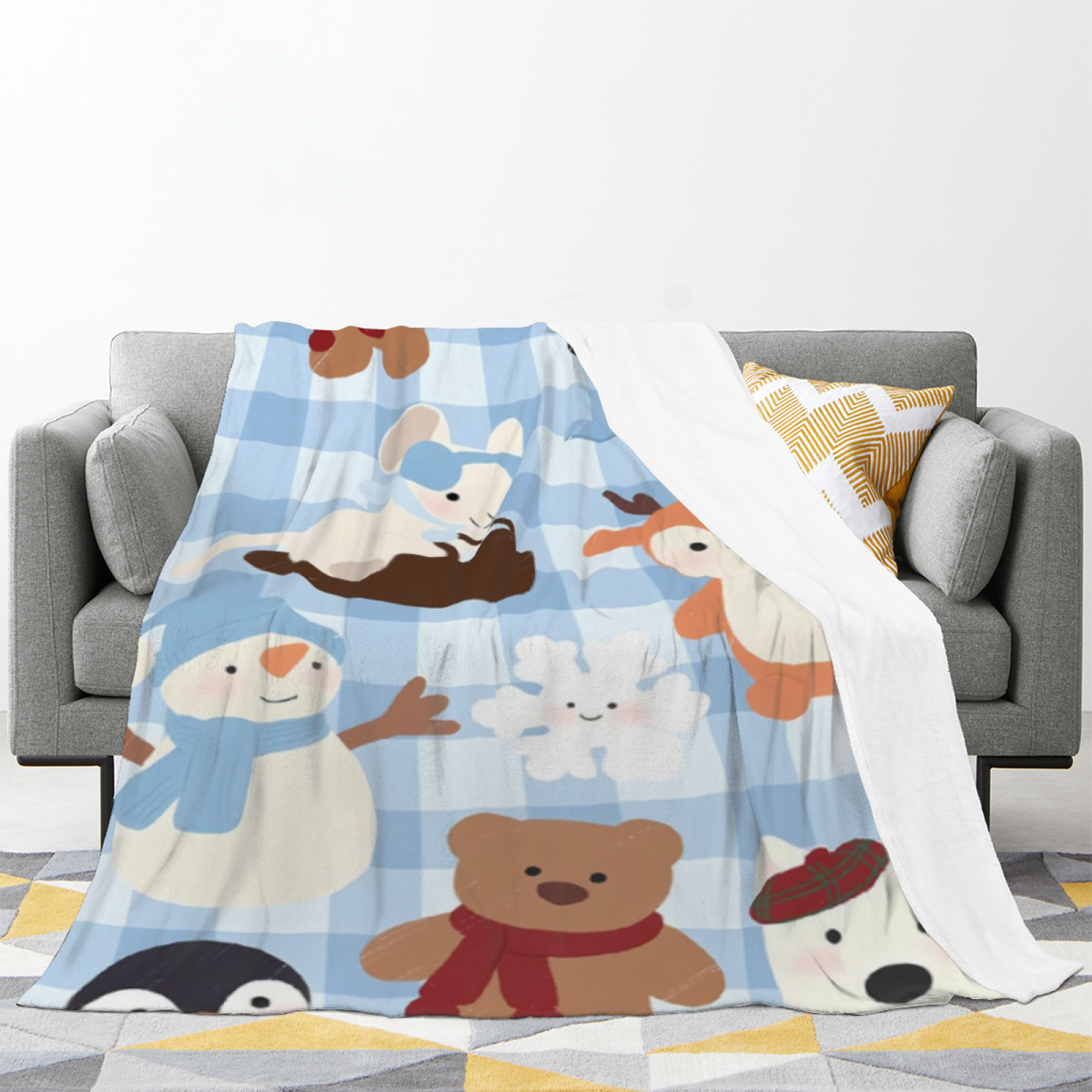 Eclectic Design Harvest Carnival Creamy Ivory Cozy Flannel Bed Blanket