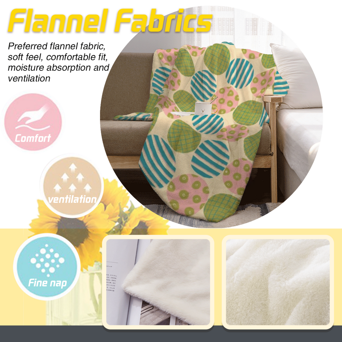 Marigold Wander Inspired Flannel Sofa Throw ¨C Earthy Neutral Palette