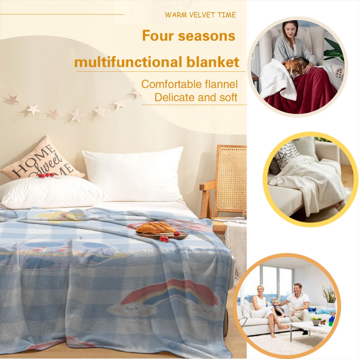 Tulip Meadow Abstract Decorative Flannel Blanket
