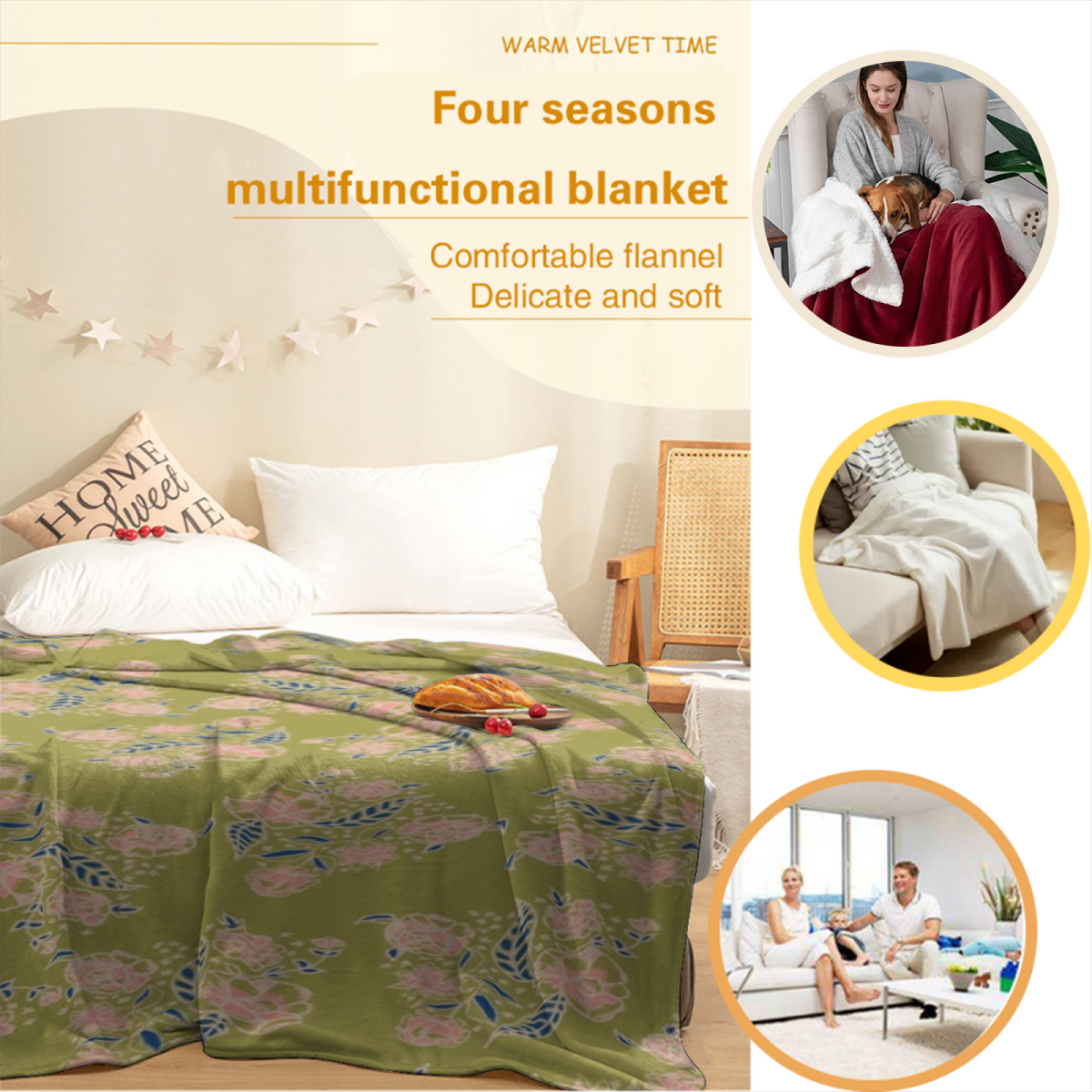 Rich Multicolor Heather Prism Soft Flannel Blanket ¨C Contemporary Pattern