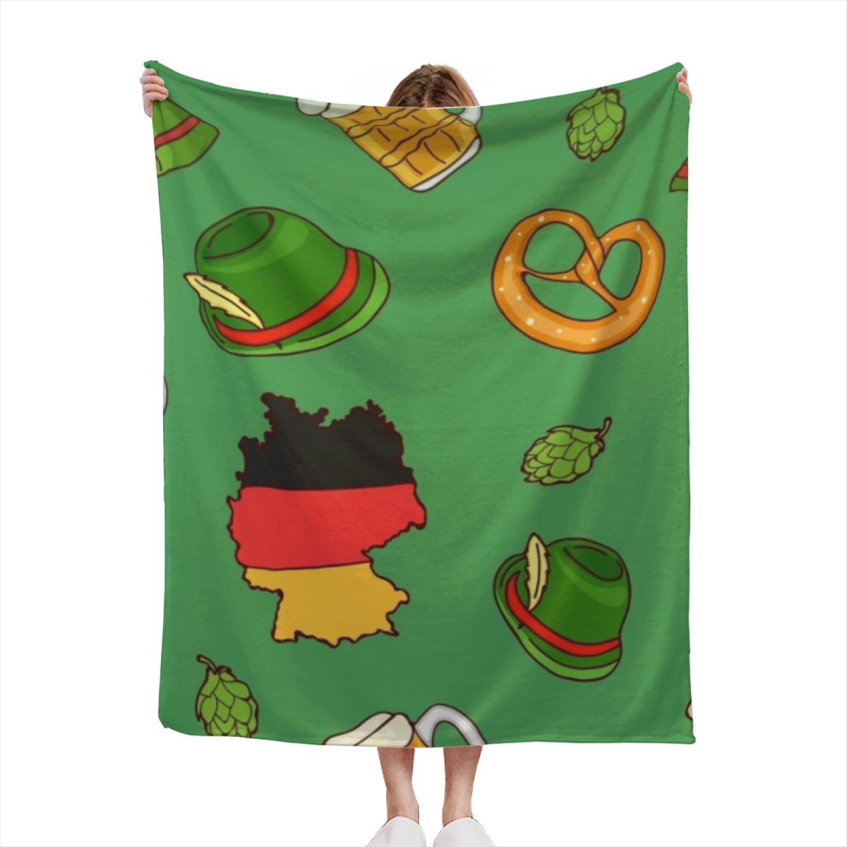 Indigo Drift Forest Green Whimsical Cozy Flannel Bed Blanket