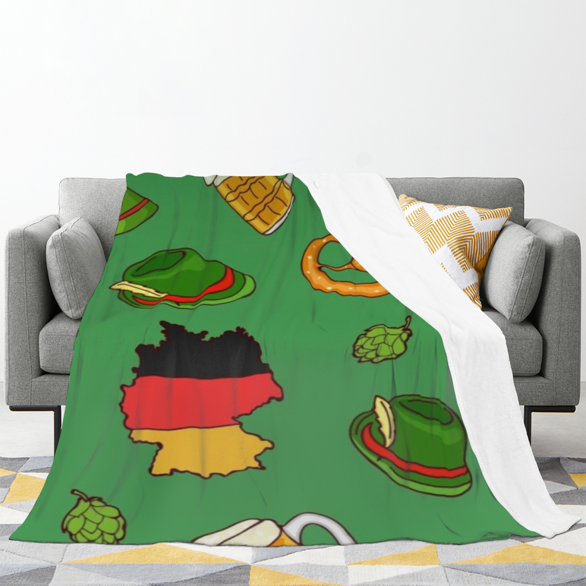 Indigo Drift Forest Green Whimsical Cozy Flannel Bed Blanket