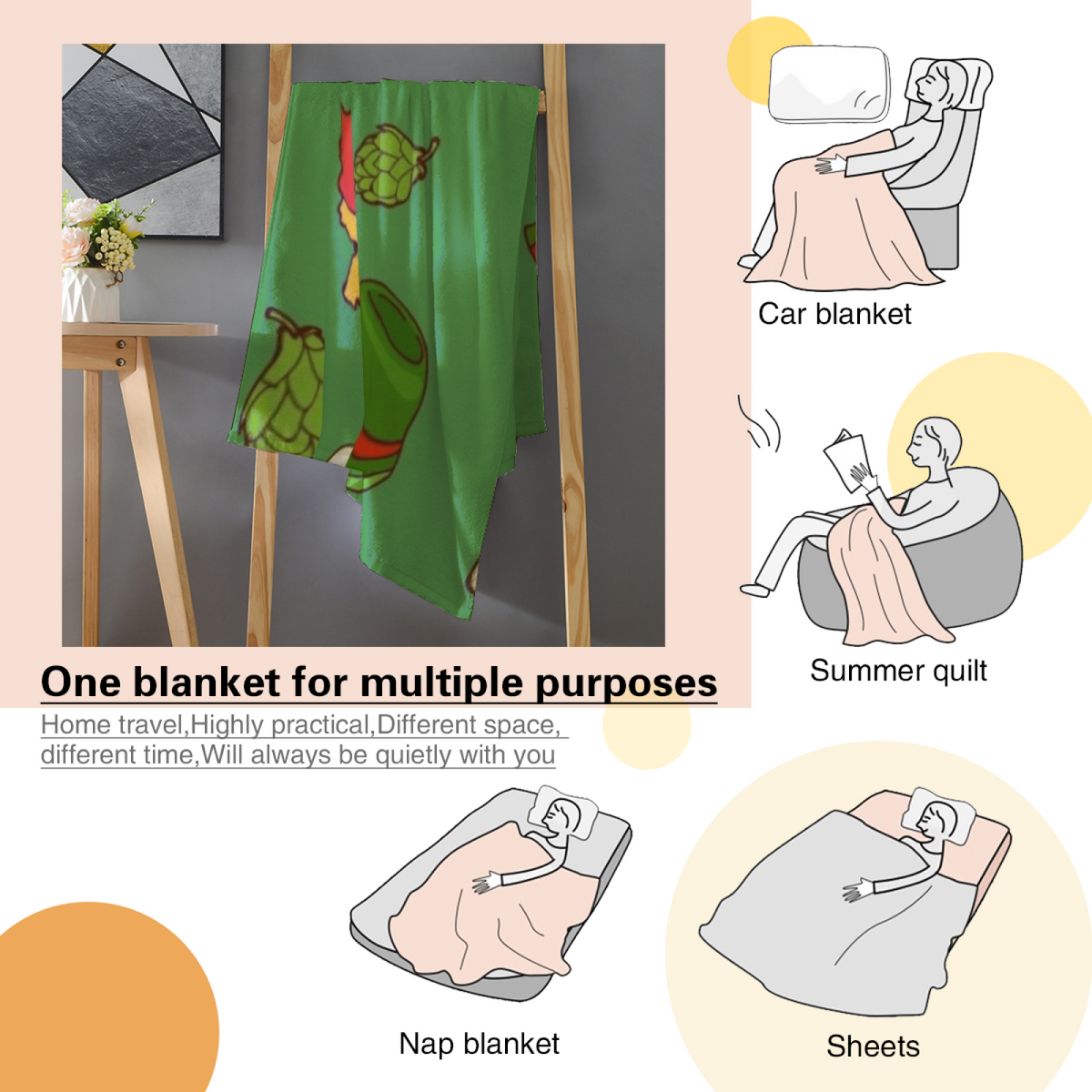 Indigo Drift Forest Green Whimsical Cozy Flannel Bed Blanket