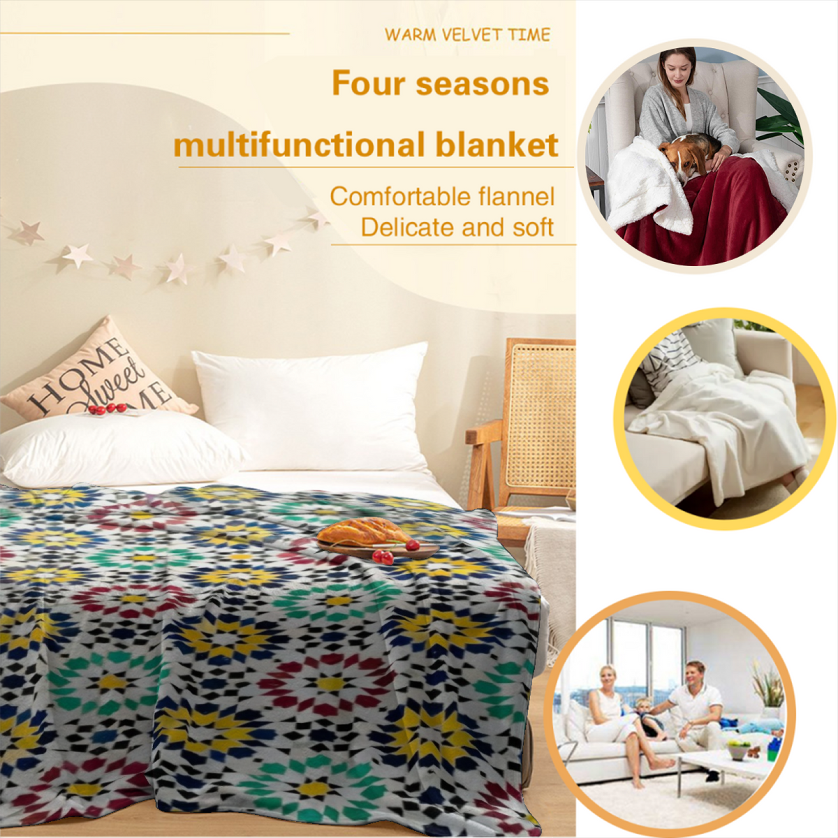 Rustic & Arbor Playful Graphic All-Season Flannel Blanket
