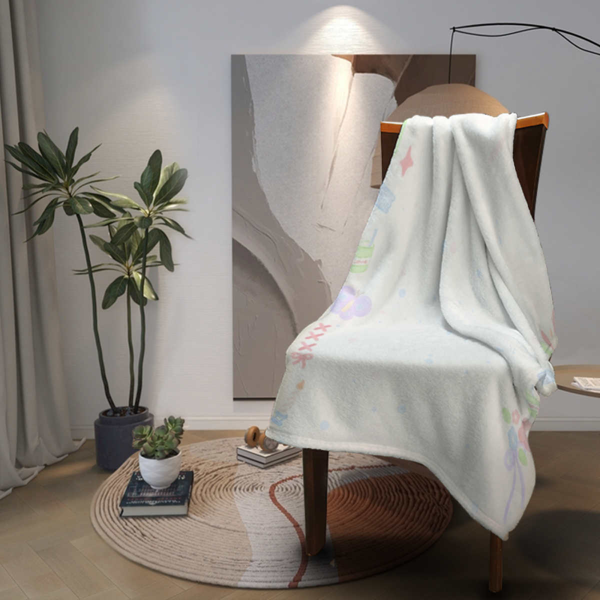 Hazy Nectar Creamy Ivory Art Decorative Flannel Blanket